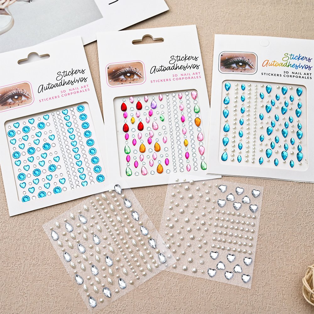 Diamond Eyes Face Jewelry Stickers Rhinestone Makeup Bright Face Art Sticker Fake Temporary Tattoo DIY Cute Festival Art Girls