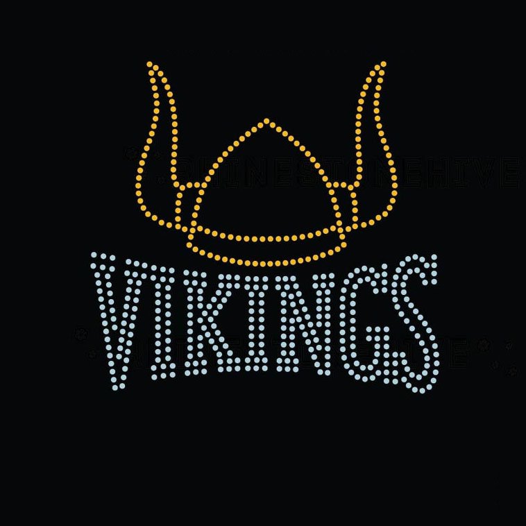 Minnesota vikings rhinestone iron on transfers bling crystal hotfix motif custom vikings head helmet rhinestone template design
