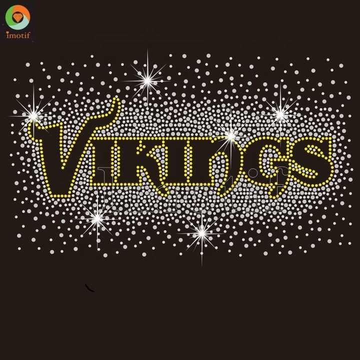 Minnesota vikings rhinestone iron on transfers bling crystal hotfix motif custom vikings head helmet rhinestone template design
