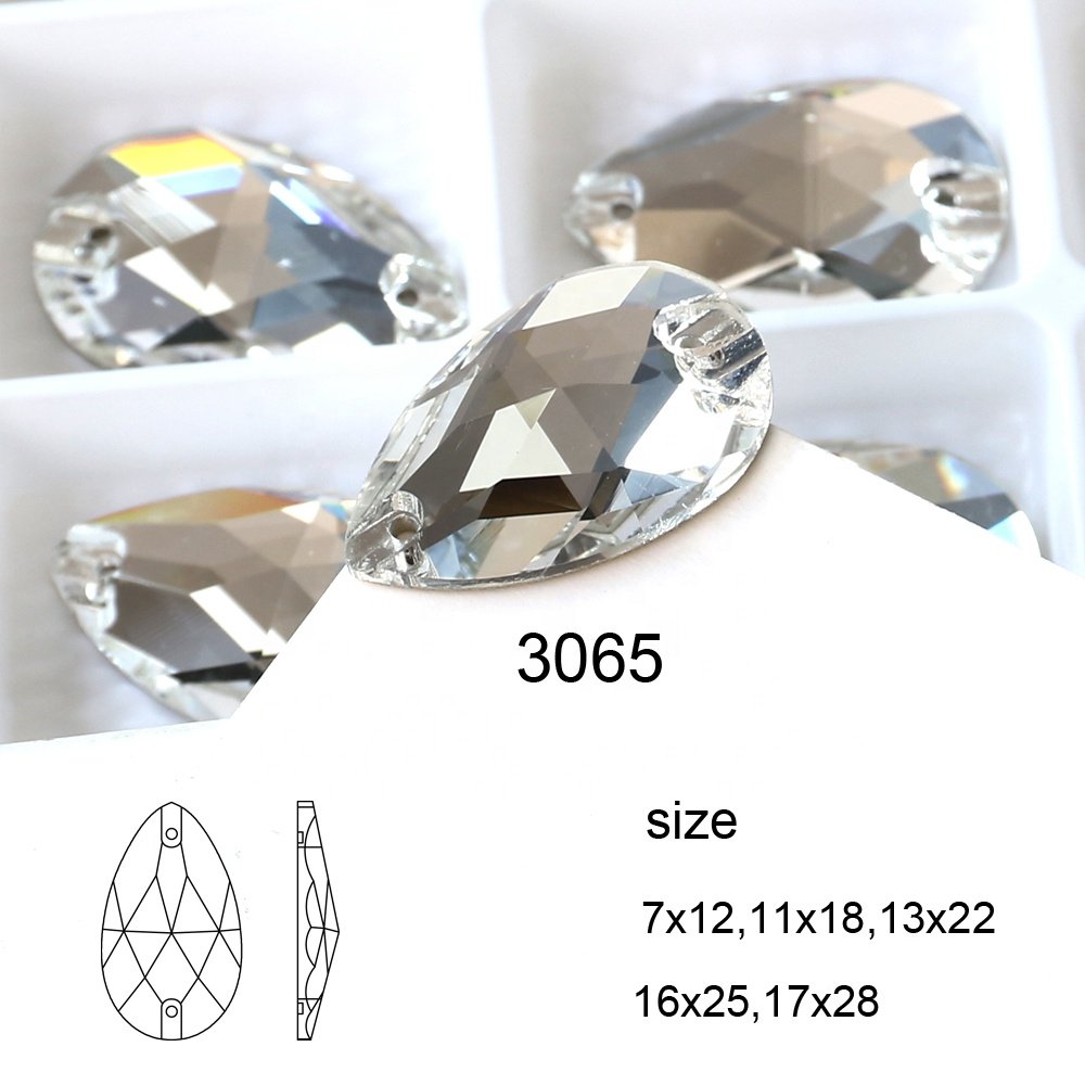 Dongzhou 12*7mm waterdrop sew on crystal flatback rhinestones wholesale lead-free crystal beads garment shoes sewing accessories