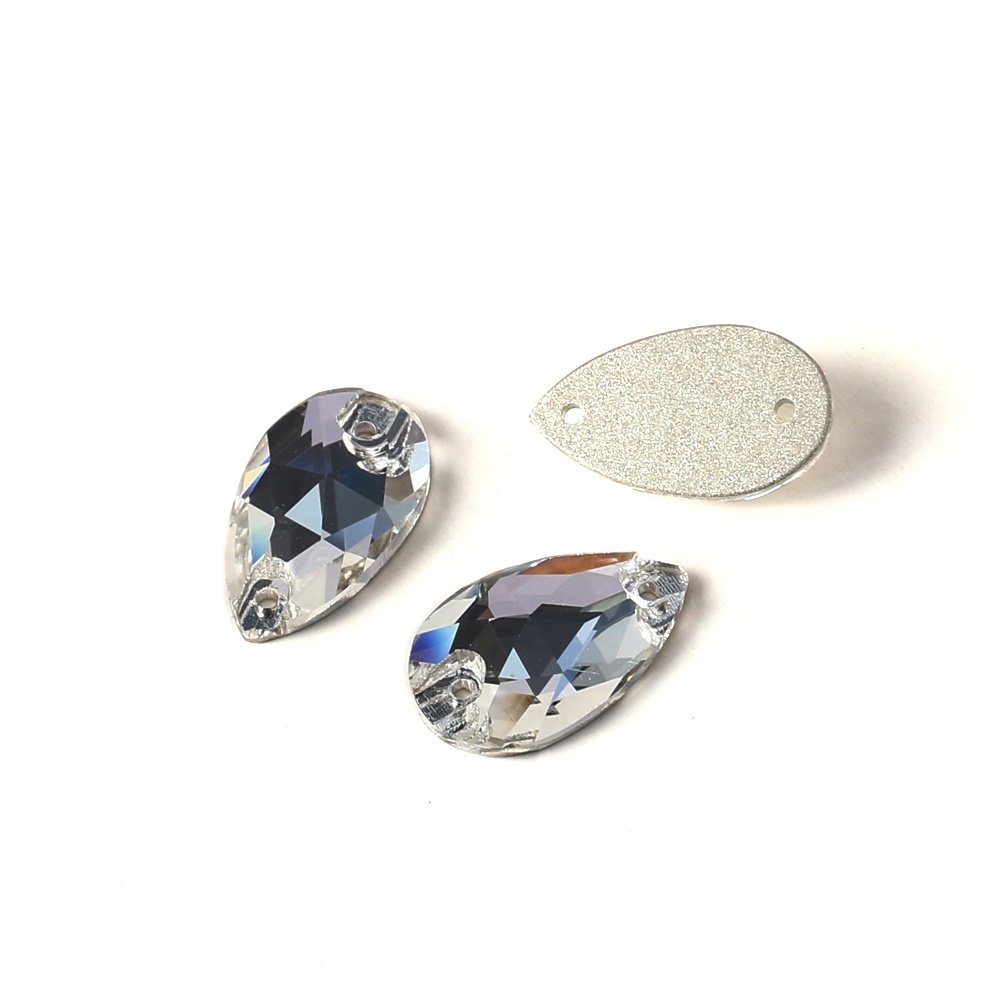 Dongzhou 12*7mm waterdrop sew on crystal flatback rhinestones wholesale lead-free crystal beads garment shoes sewing accessories