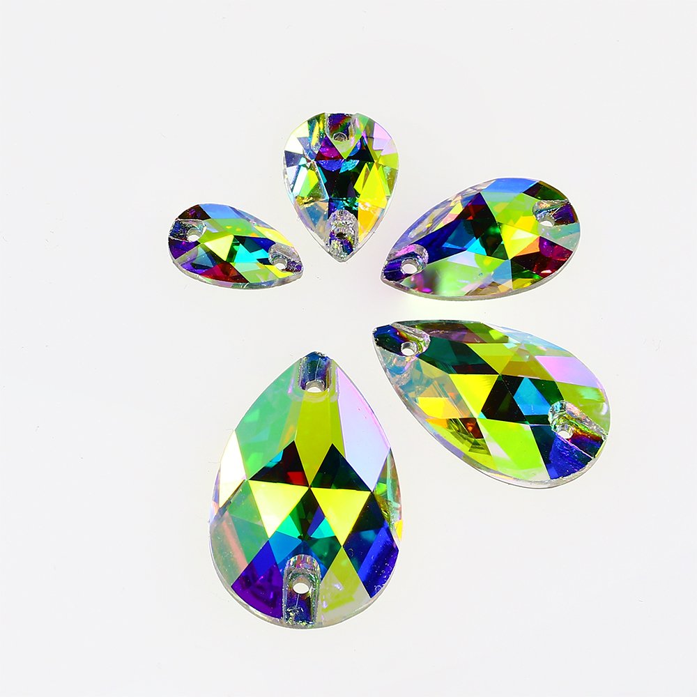 Dongzhou 12*7mm waterdrop sew on crystal flatback rhinestones wholesale lead-free crystal beads garment shoes sewing accessories
