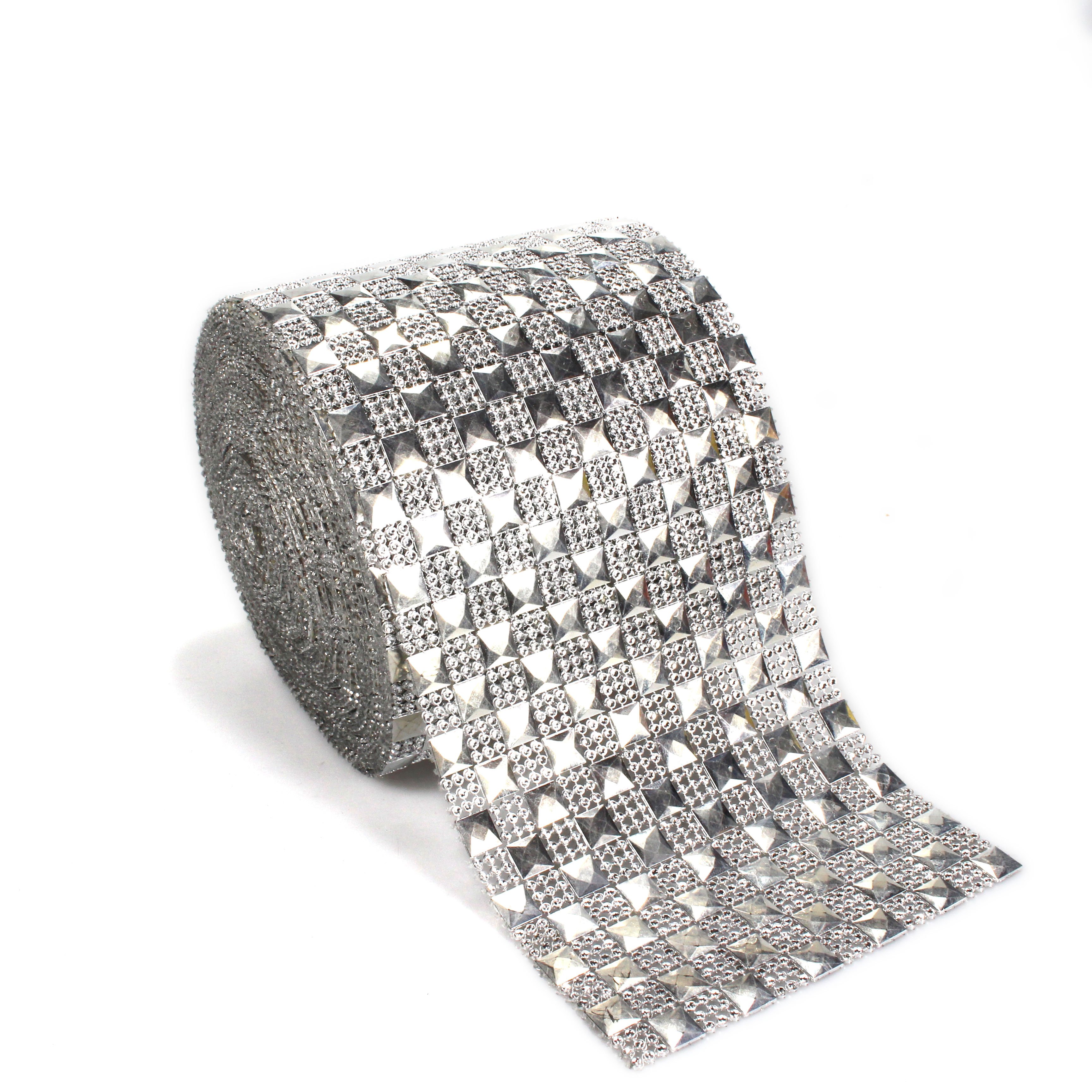 10*10 square shiny Diamond Mesh Wrap Roll Faux Rhinestone Crystal Mesh Ribbon Roll