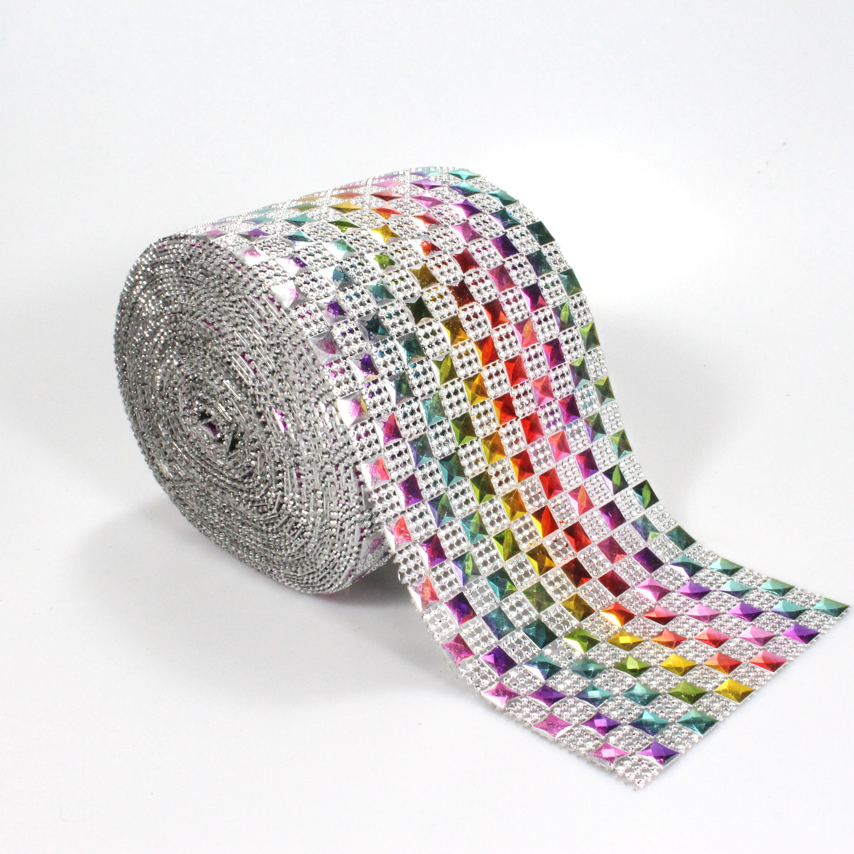10*10 square shiny Diamond Mesh Wrap Roll Faux Rhinestone Crystal Mesh Ribbon Roll