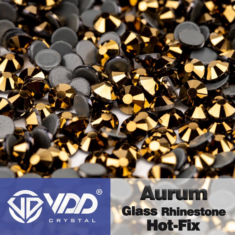 VDD 067 Aurum High Quality Hot-Fix Glass Rhinestone Crystal Flatback Strass Stones For DIY Garment Decoration Wedding Dress