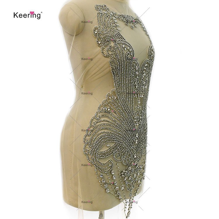 WDP-448 Hot Sale Handmade Custom Design Crystals Rhinestone Applique With Sexy Necklace For Mermaid Wedding Dress Mini Club