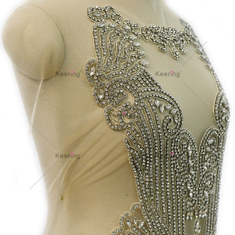 WDP-448 Hot Sale Handmade Custom Design Crystals Rhinestone Applique With Sexy Necklace For Mermaid Wedding Dress Mini Club