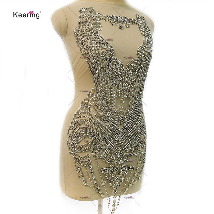 WDP-448 Hot Sale Handmade Custom Design Crystals Rhinestone Applique With Sexy Necklace For Mermaid Wedding Dress Mini Club