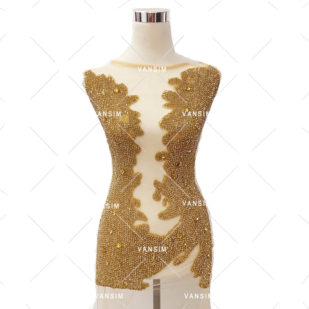 New wholesale rhinestone bodice applique crystal panel wedding evening party bridal dress patch