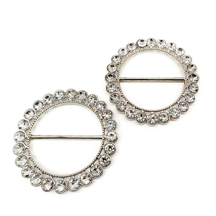 China Manufacturers Luxury Rhinestone Scarf Buckle O Ring Diamond Decorative Metal Belts Buckle For Women