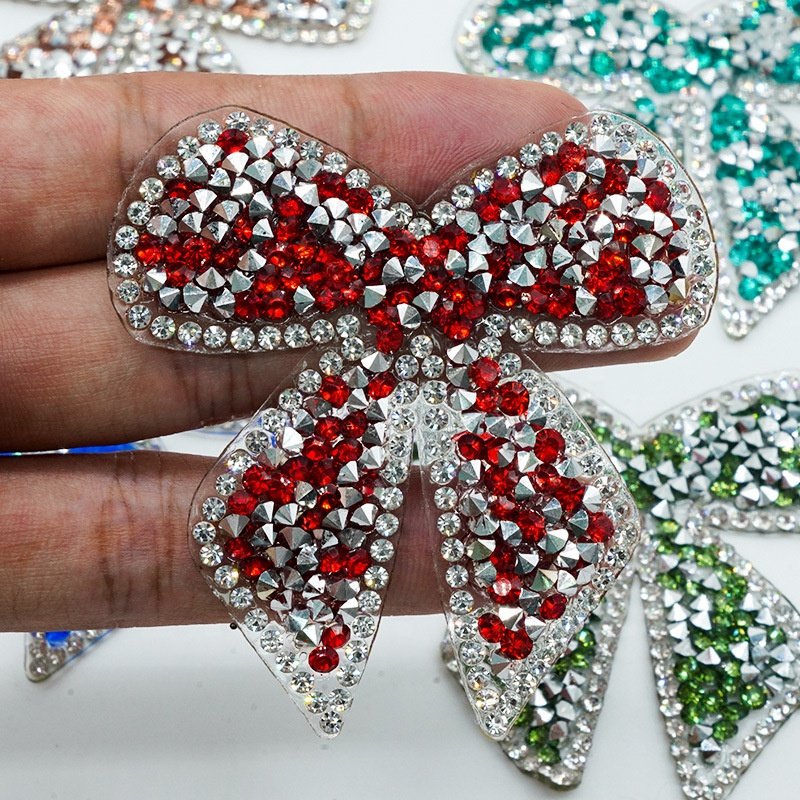 RHINESTONE BOW Appliques Sparkling Diamonds Patches Decorative Accessories DIY for Bags CRYSTAL Bow patches