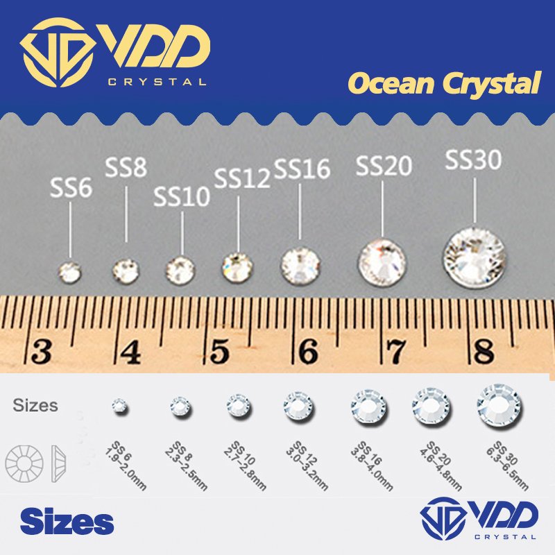 VDD Hotfix SS6-SS30 Mix Size Top Quality Glass Rhinestones Crystal Flatback Glitter Stones For Clothes Wedding Dress Decorations