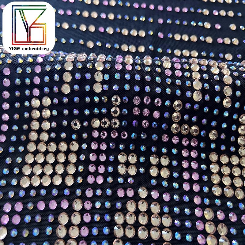 lace fabric crystal rhinestone bridal fabric high quality Swarovski crystal mesh satin rhinestone stretchy fabric