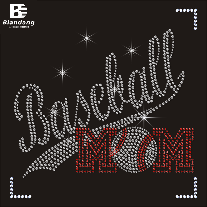 Top Sale Custom Baseball Printing Bling Rhinestone Heat Transfer Designs T-shirts Iron On Motif