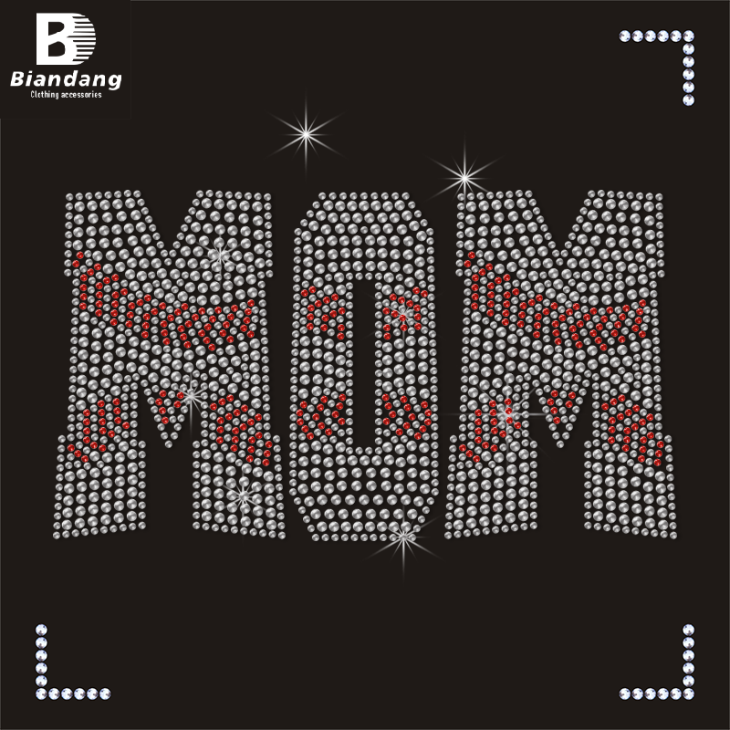 Top Sale Custom Baseball Printing Bling Rhinestone Heat Transfer Designs T-shirts Iron On Motif