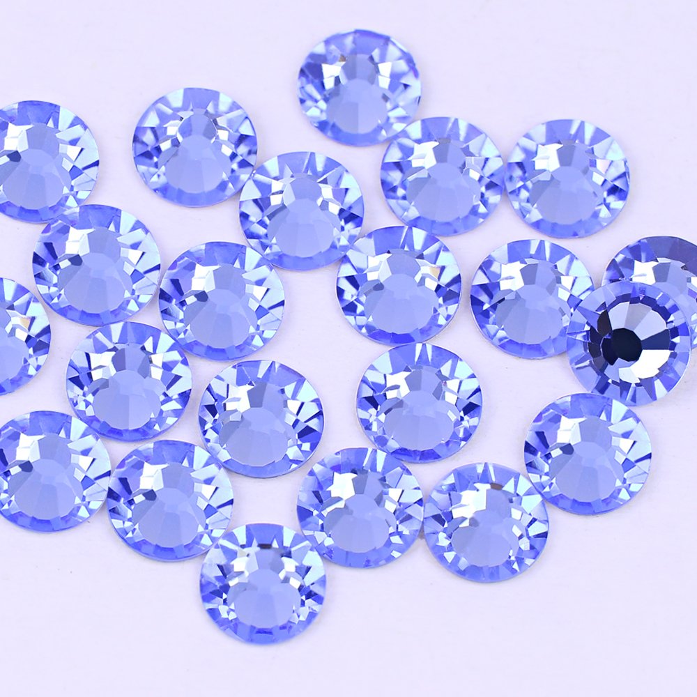 Dongzhou crystal 1440pcs Paper bag Crystal rhinestones Light Sapphire Round Hotfix Flatback crystal stone for decoration