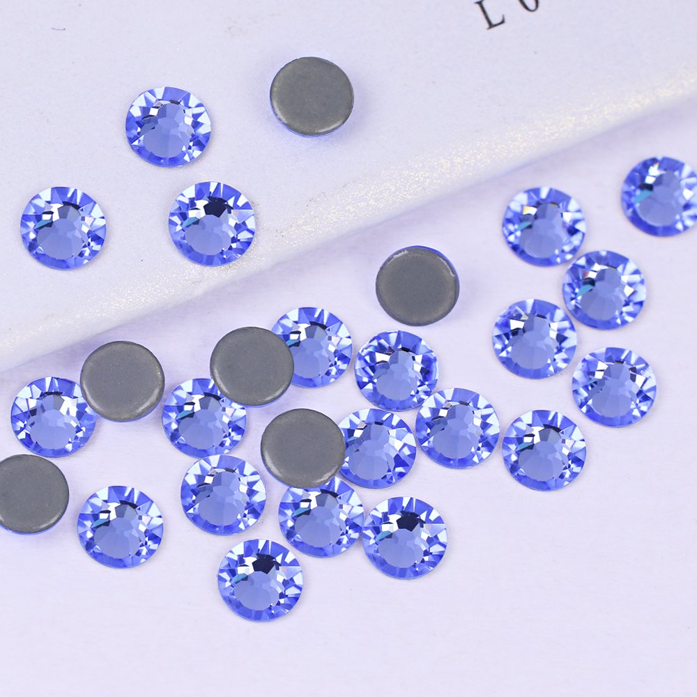 Dongzhou crystal 1440pcs Paper bag Crystal rhinestones Light Sapphire Round Hotfix Flatback crystal stone for decoration