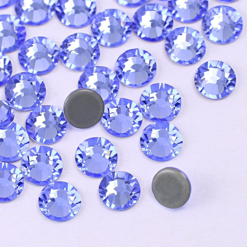 Dongzhou crystal 1440pcs Paper bag Crystal rhinestones Light Sapphire Round Hotfix Flatback crystal stone for decoration