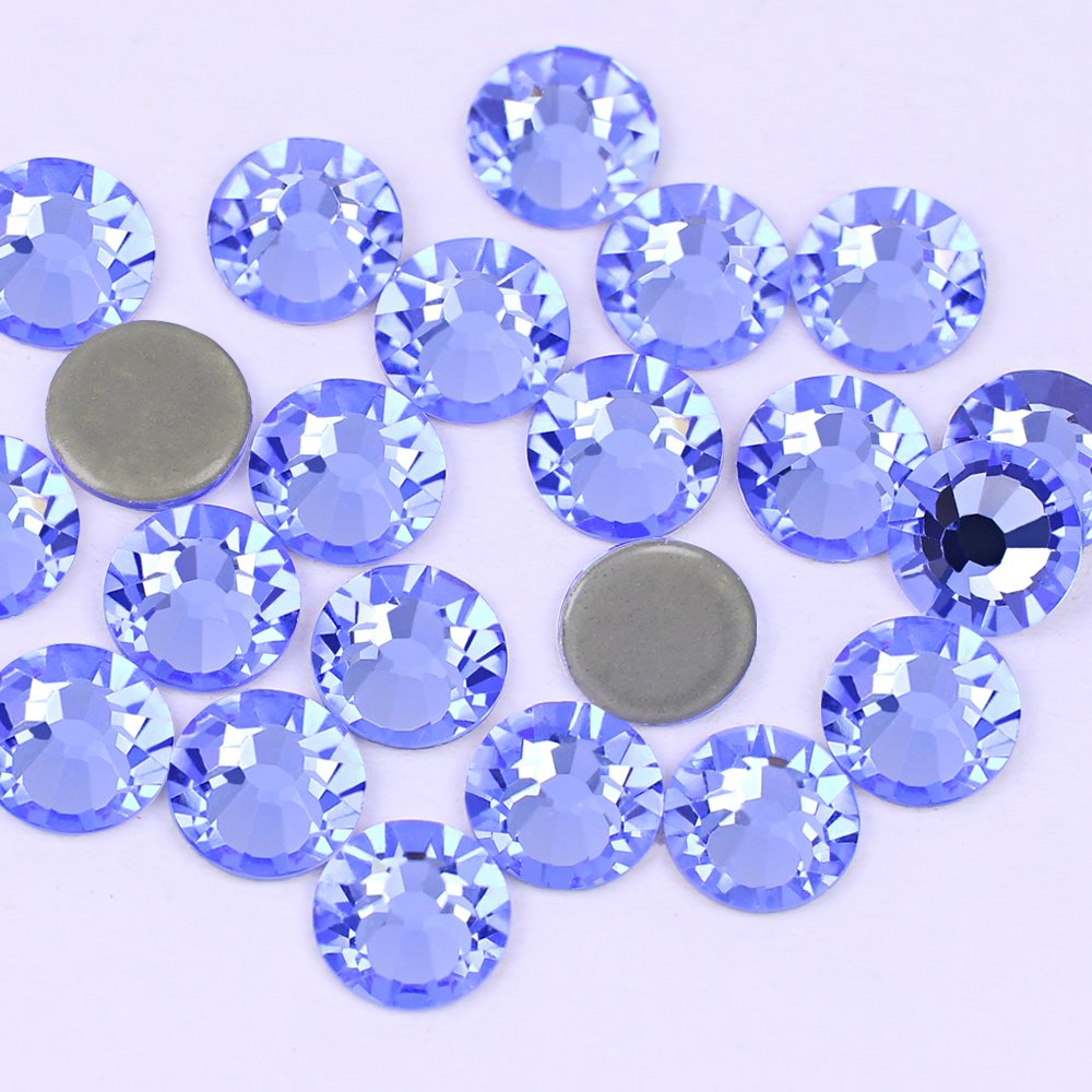 Dongzhou crystal 1440pcs Paper bag Crystal rhinestones Light Sapphire Round Hotfix Flatback crystal stone for decoration