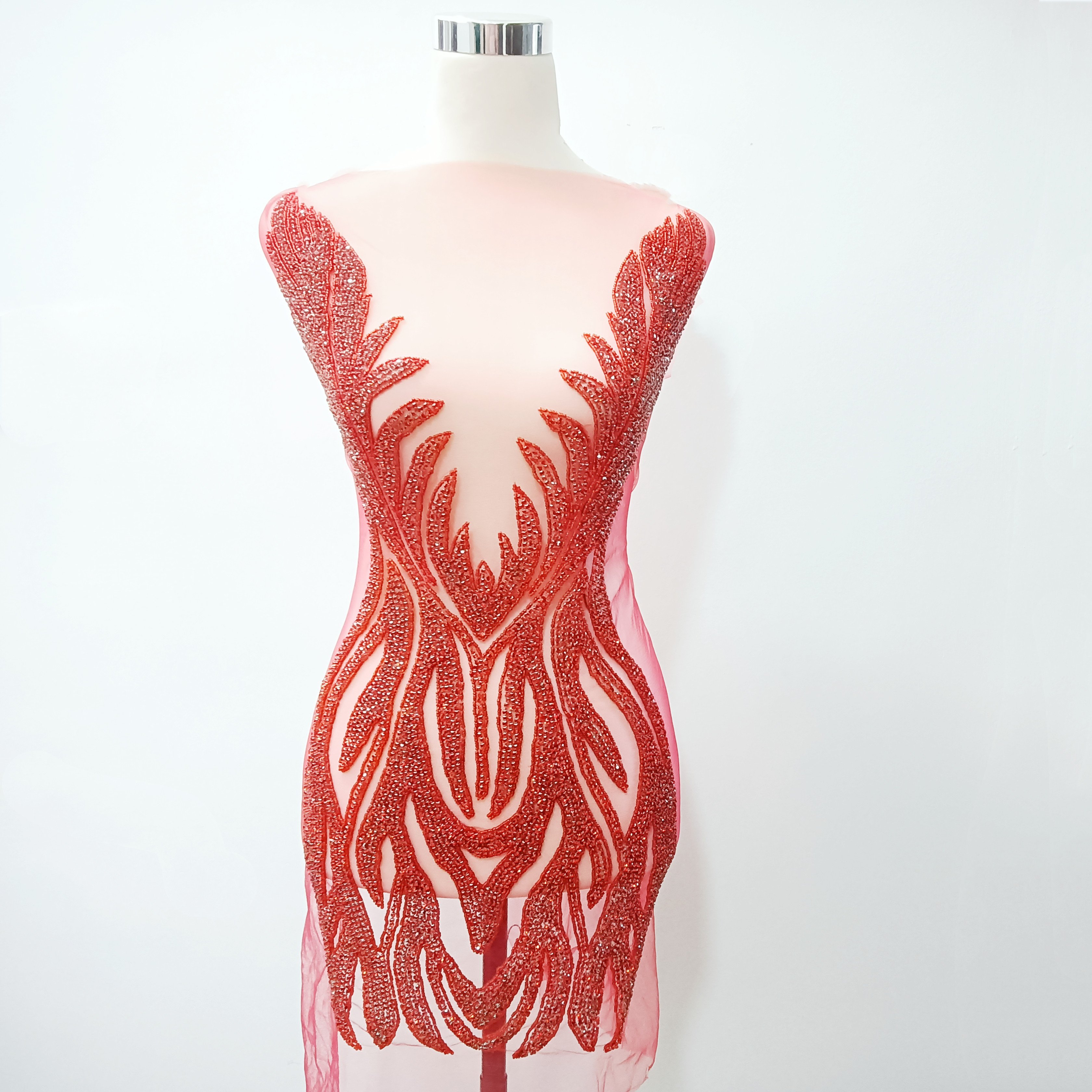 New Style Diamond crystal Gold pink red silver Rhinestone Applique Bodice dress panel designs bridal gown
