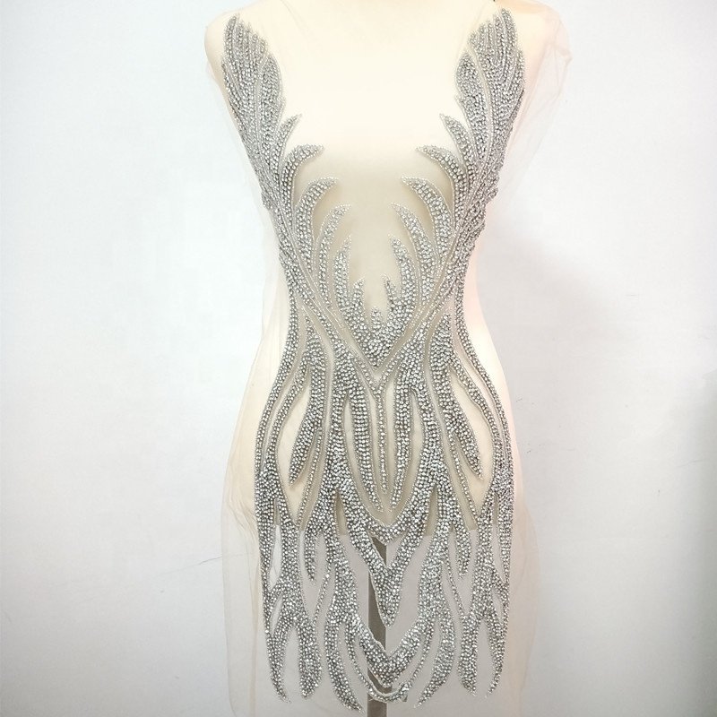 New Style Diamond crystal Gold pink red silver Rhinestone Applique Bodice dress panel designs bridal gown