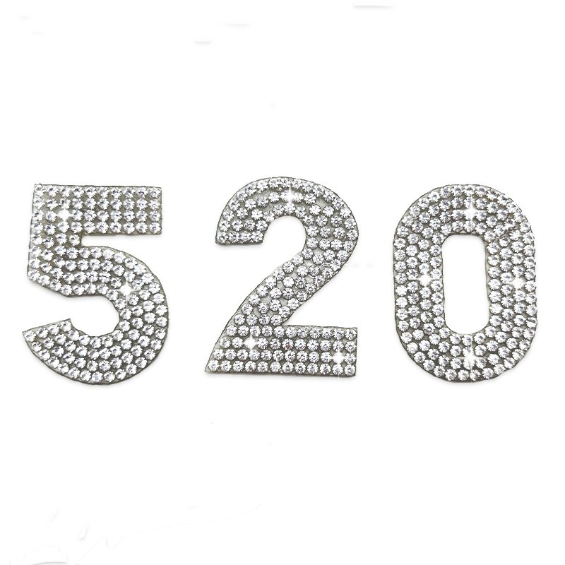 Customized Crystal 0-9 Number Rhinestones Patch Diamond Adhesive Applique Patches
