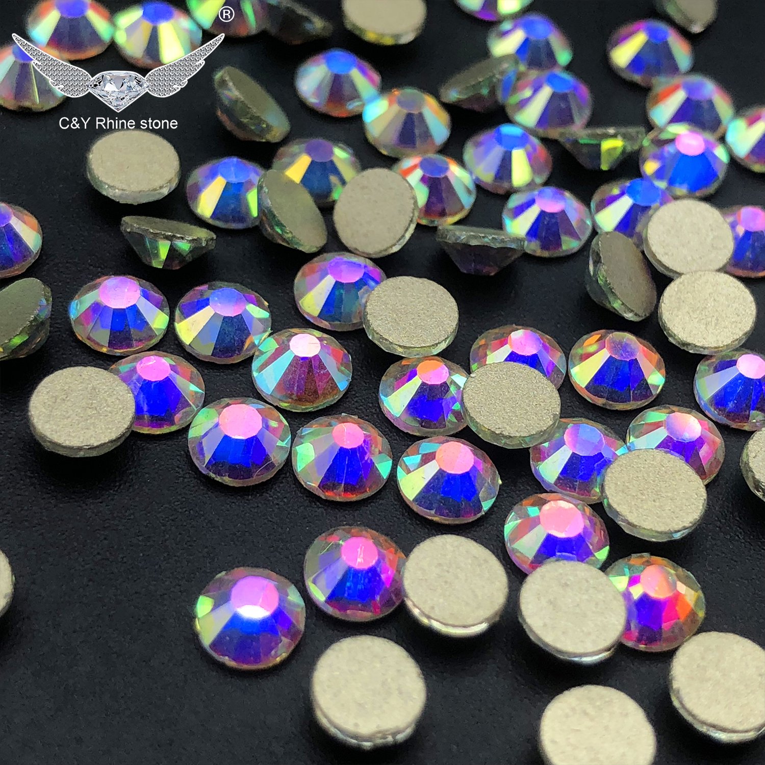 CY Golden Bottom AB High Quality Wholesale Nail Glass Rhinestones Flat Back Bulk Crystal