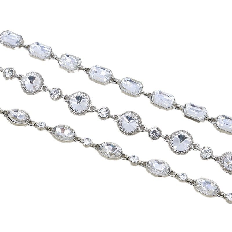 Fashion Big Crystal Rhinestones Chain Glass Stones Trim Ribbon Sewing Rhinestones Banding For Clothes Making