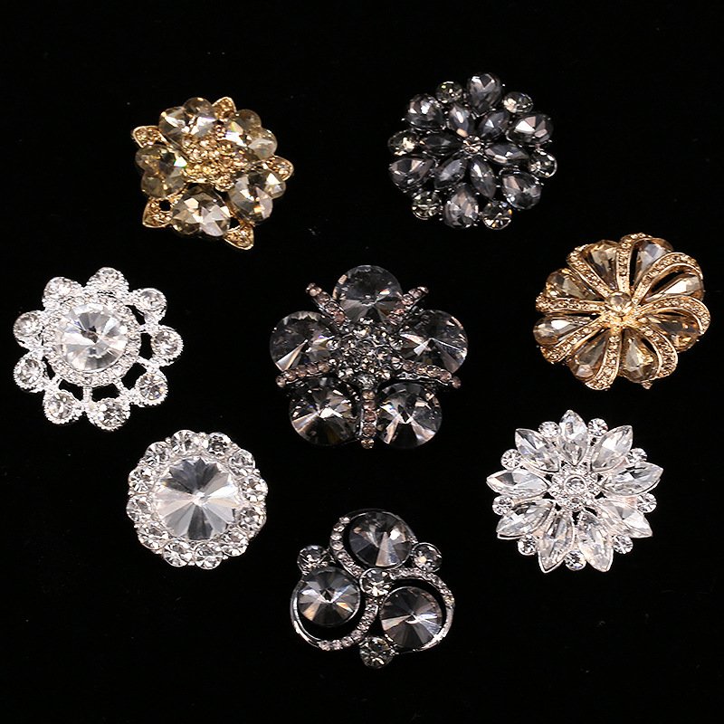 Fancy Metal Sewing Crystal Diamond Decorative Button Rhinestone Button For Ladies Clothes