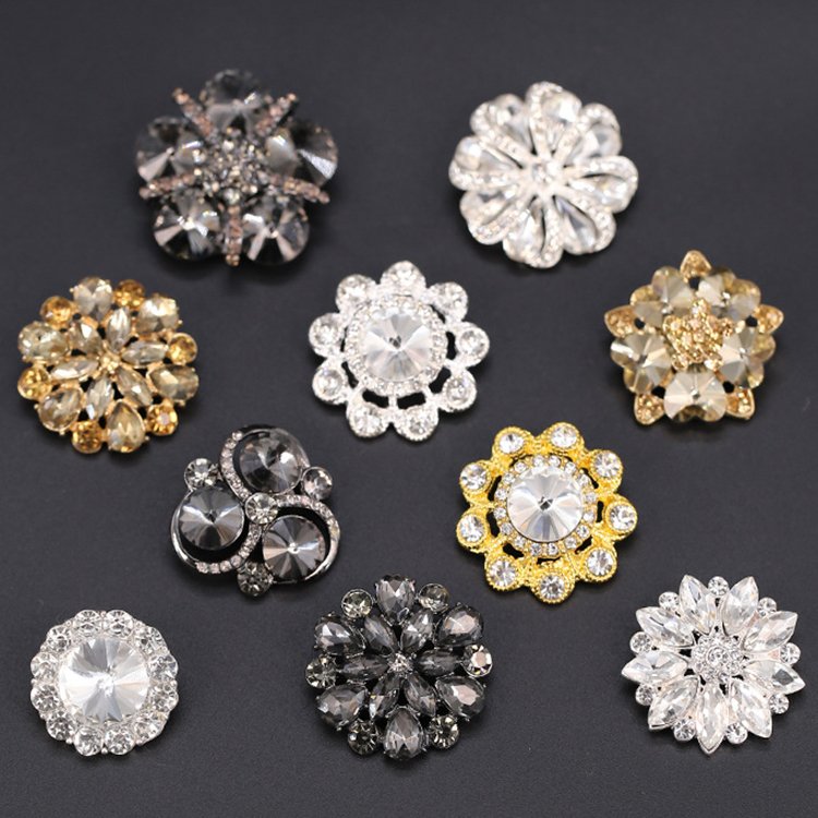 Fancy Metal Sewing Crystal Diamond Decorative Button Rhinestone Button For Ladies Clothes