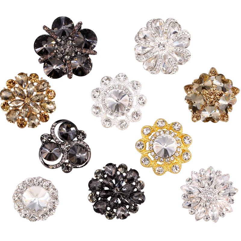 Fancy Metal Sewing Crystal Diamond Decorative Button Rhinestone Button For Ladies Clothes