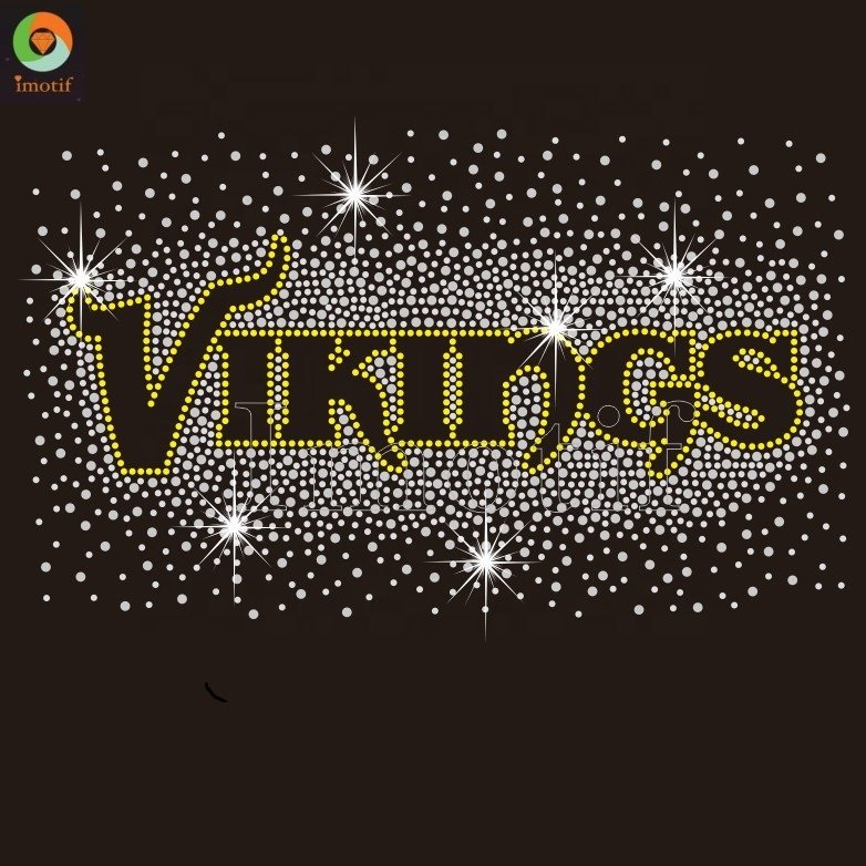 Hot Fix Custom Football Team Logo Vikings Rhinestone Transfer Motif