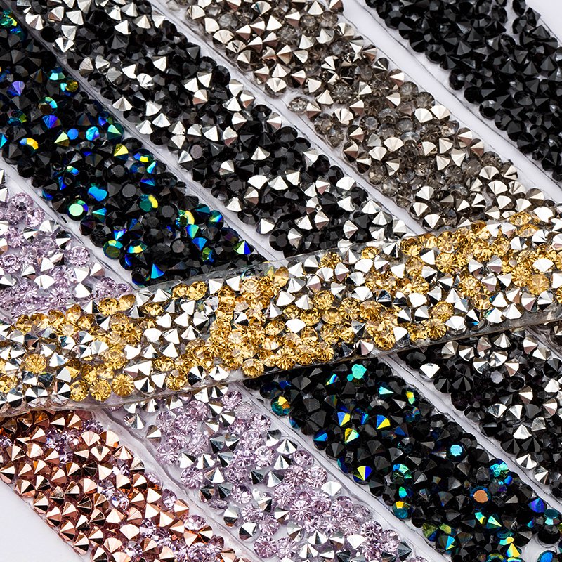 Sewing Decoration Appliques Motif Strass Hot Fix Tape Trim Applicator Ribbon Rhinestones Band Crystal Trimming For Dresses