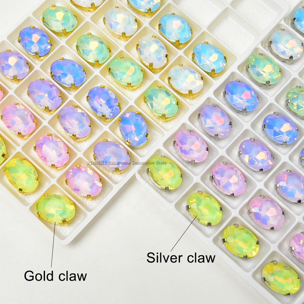 10*14mm oval opal mocha diamond loose rhinestone hollow hand sew claw crystals DIY clothing shoes bags hair accessories