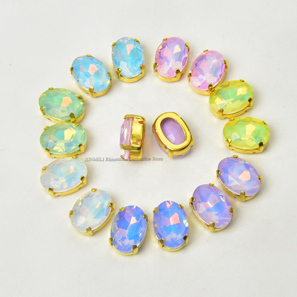 10*14mm oval opal mocha diamond loose rhinestone hollow hand sew claw crystals DIY clothing shoes bags hair accessories