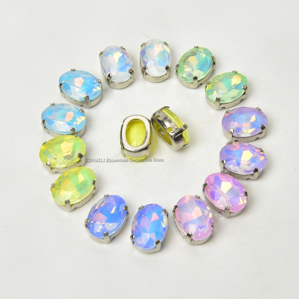 10*14mm oval opal mocha diamond loose rhinestone hollow hand sew claw crystals DIY clothing shoes bags hair accessories