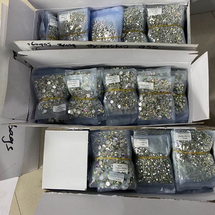 Whatstone Wholesale Loose Sunlight Color SS3 SS4 SS5 SS6 SS8 1440Pcs/Pack Flat Back Glass Pearl Rhinestone