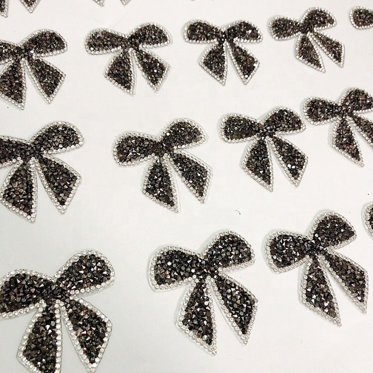 Multi colors exquisite bow-knot hot-fix rhinestone applique patch embellishment LT2363