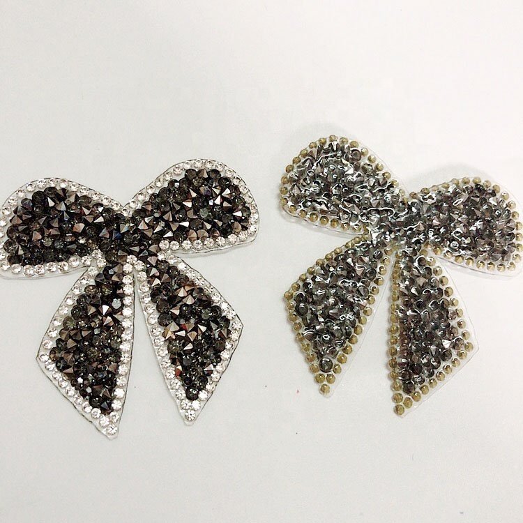 Multi colors exquisite bow-knot hot-fix rhinestone applique patch embellishment LT2363