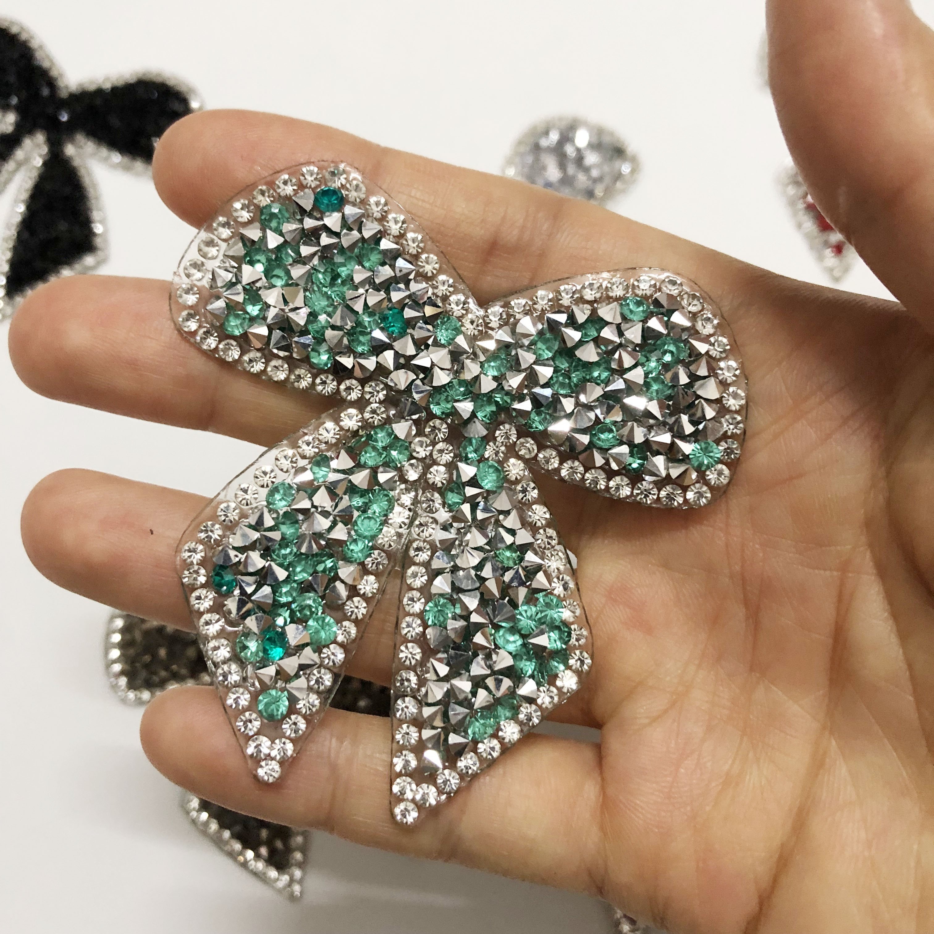 Multi colors exquisite bow-knot hot-fix rhinestone applique patch embellishment LT2363