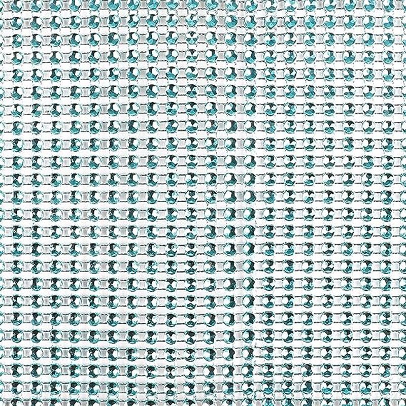 Bling Lake Blue Rhinestone Diamond Mesh Ribbon Wrap 24 Row for DIY Wedding Decorations Birthday Party Supplies Arts and Crafts
