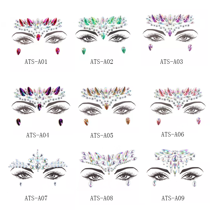 Crystal Jewels Temporary Gem Eye Tattoo Sticker Body Face Rhinestone Rohs Our Design or Customized Hot Sell Festival Party