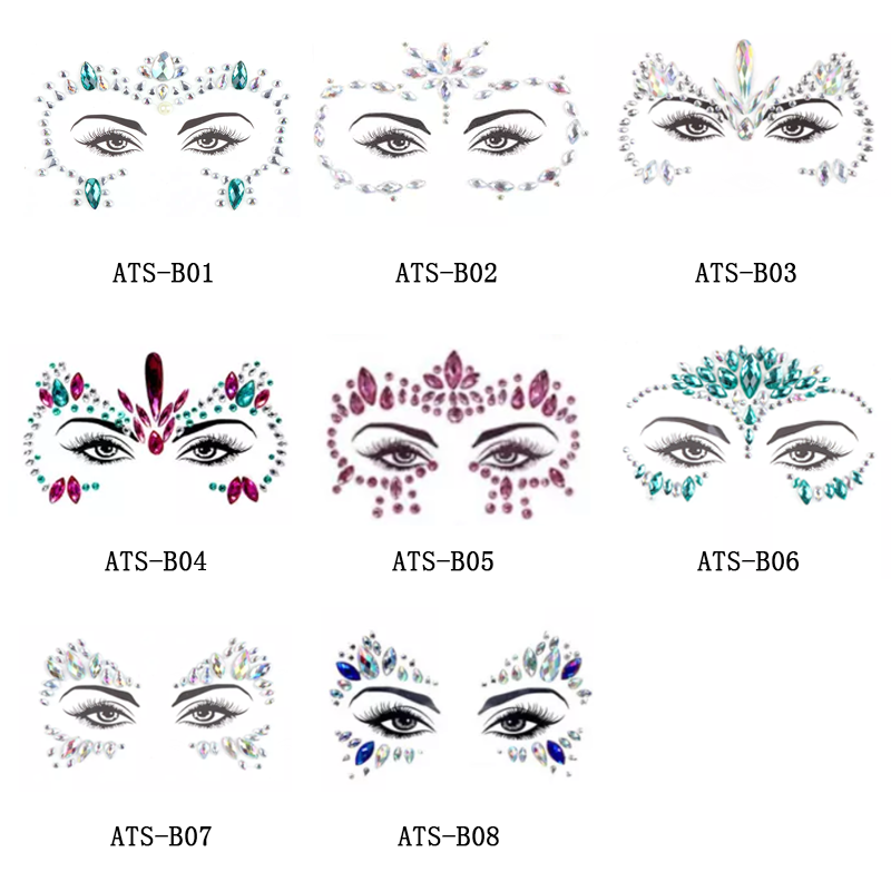 Crystal Jewels Temporary Gem Eye Tattoo Sticker Body Face Rhinestone Rohs Our Design or Customized Hot Sell Festival Party