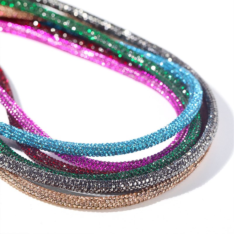 SZ 3.5mm 4mm 5mm 6mm Rhinestone Crystal Rope For Cotton Core Round Tube Strip Jewelry Clothing Accessories Tube Rope Rhinestone