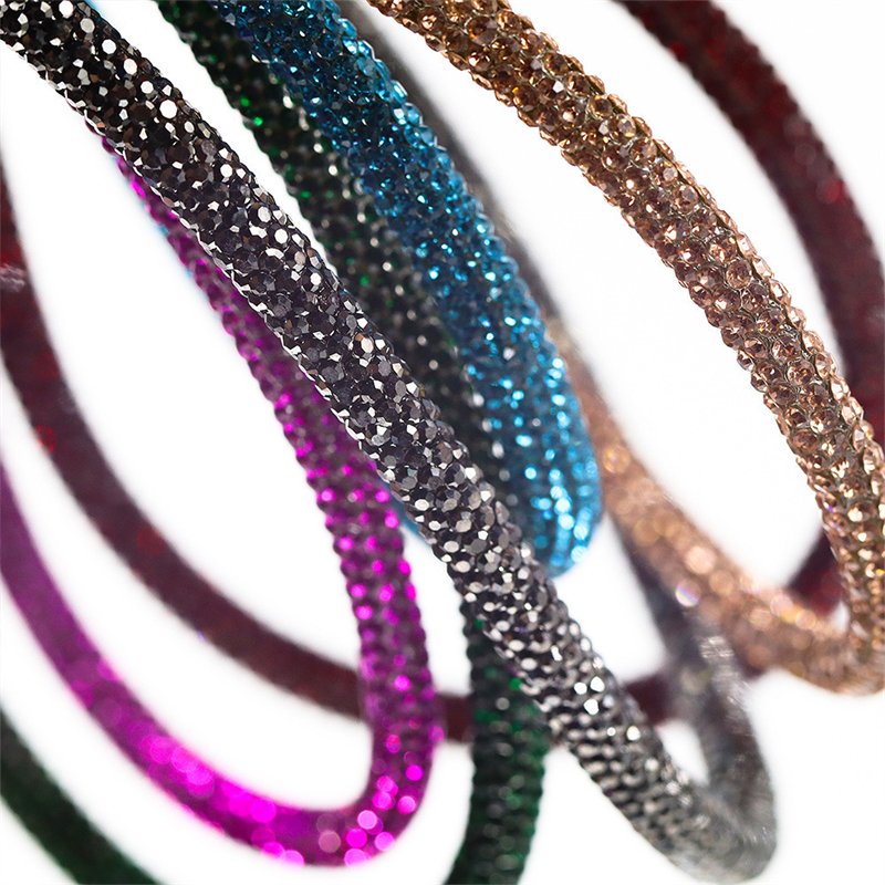 SZ 3.5mm 4mm 5mm 6mm Rhinestone Crystal Rope For Cotton Core Round Tube Strip Jewelry Clothing Accessories Tube Rope Rhinestone