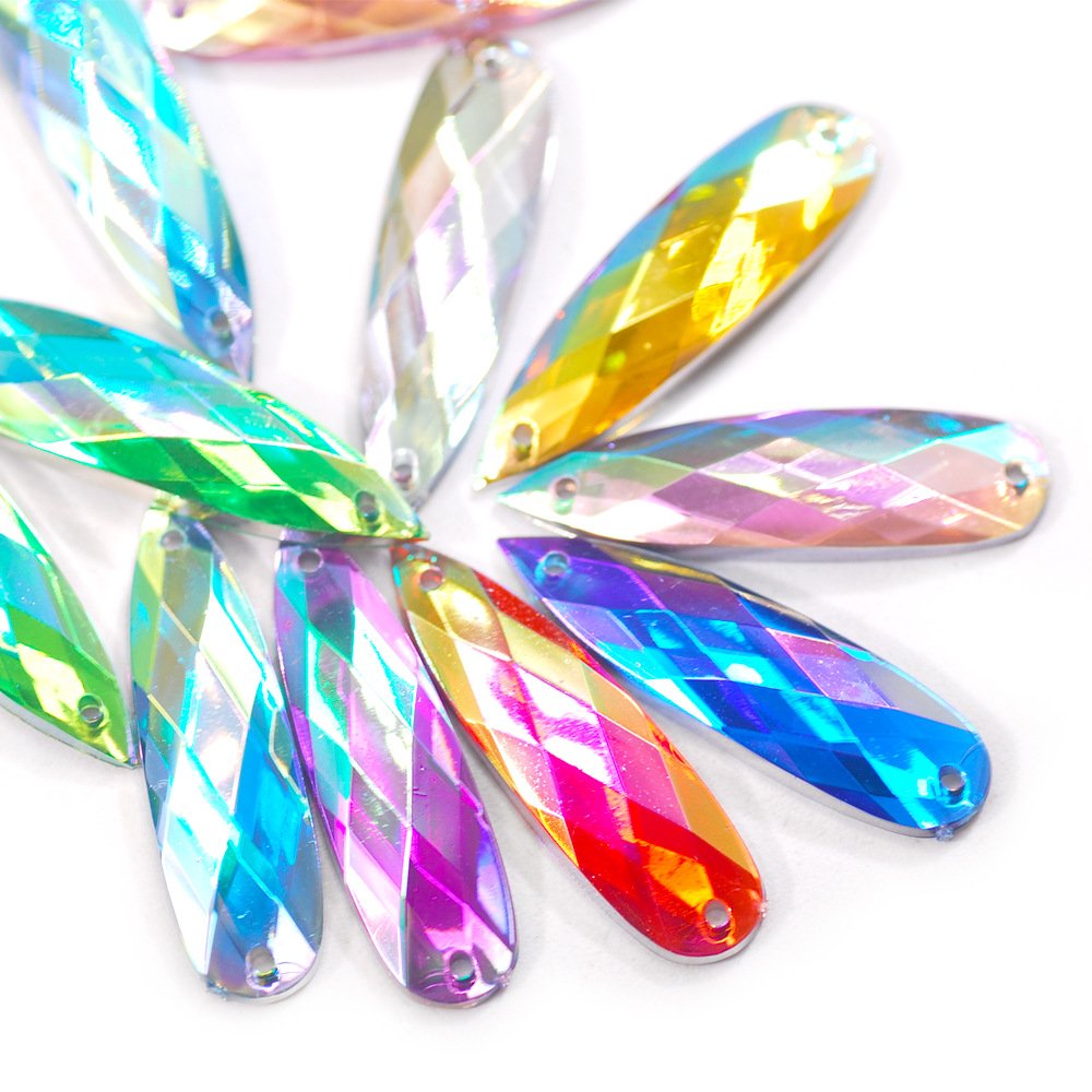 Drop Sewing Crystals Flatback Rhinestone Sewn Strass Loose Stones 8*28mm AB Color ACRYL Glass Rhinestones Rhinestones Flat Back
