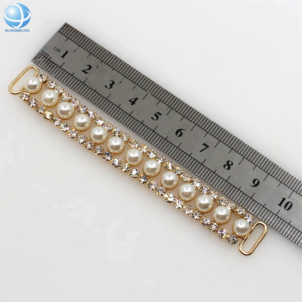 New Stylish Clothing Ornament Swimwear Accessories 10 cm Pearl Rhinestone Connector Buckle For Women Bikini Swimsuit Decoration