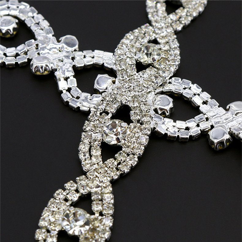1 Yard Gold Silver Sewing Metal Trim Crystal Stone Applique Flatback Strass Ribbon Banding Glass Rhinestone Chain for DIY Crafts