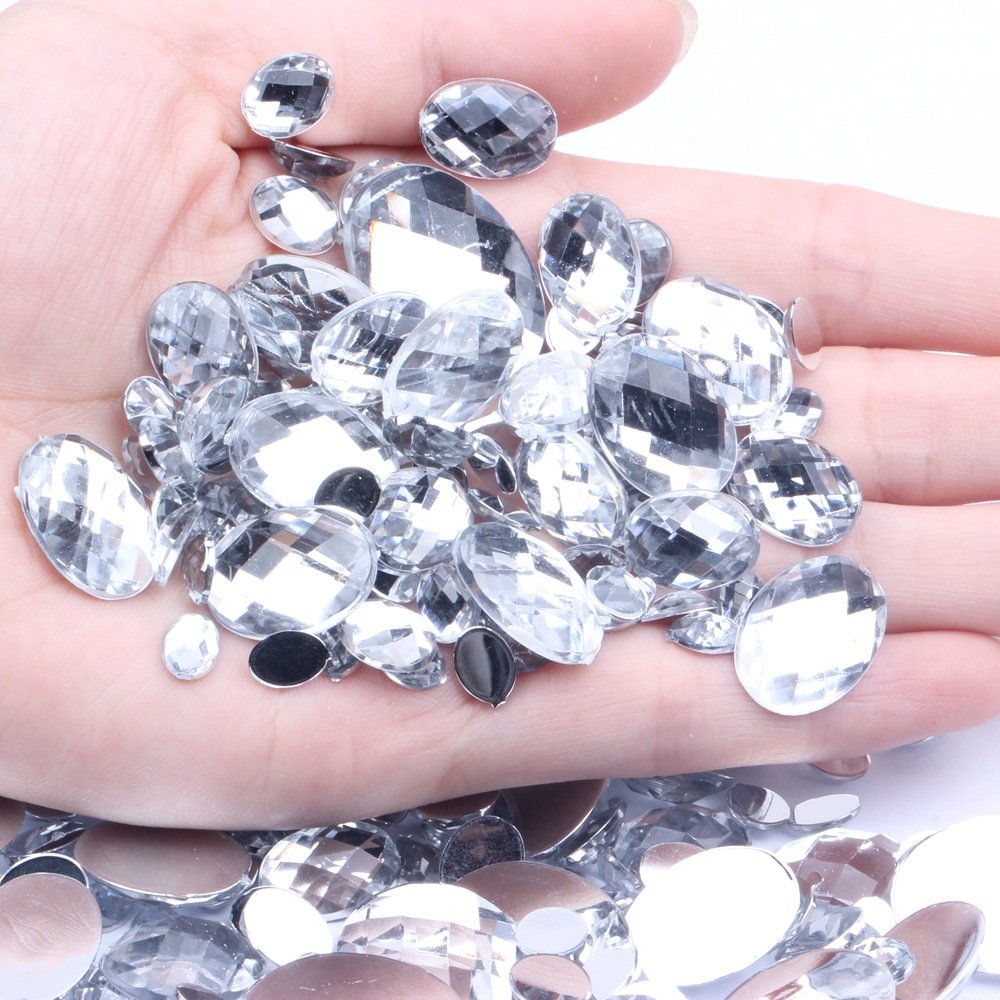 Non-hotfix Flat Back Rhinestones Nail Art Stones Lan Guang New Style Rhinestones Oval Acrylic for Strass Decorations Acrylic Gem