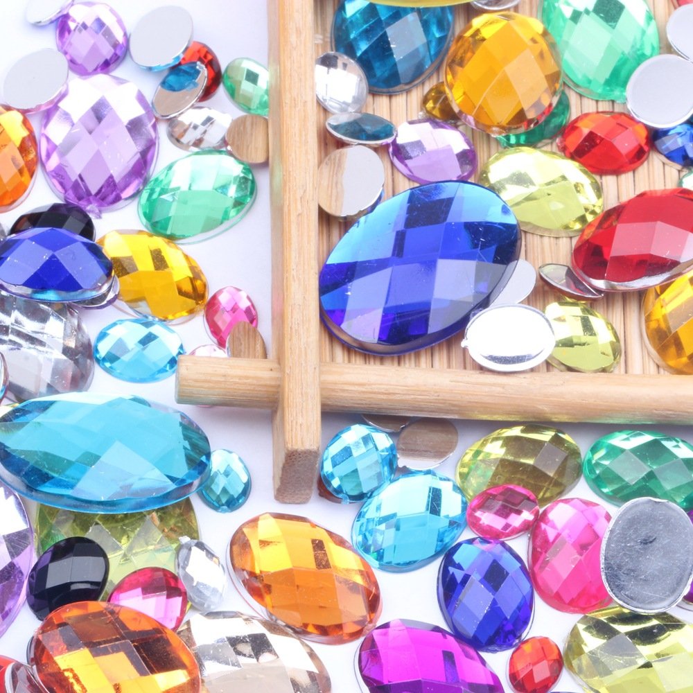 Non-hotfix Flat Back Rhinestones Nail Art Stones Lan Guang New Style Rhinestones Oval Acrylic for Strass Decorations Acrylic Gem
